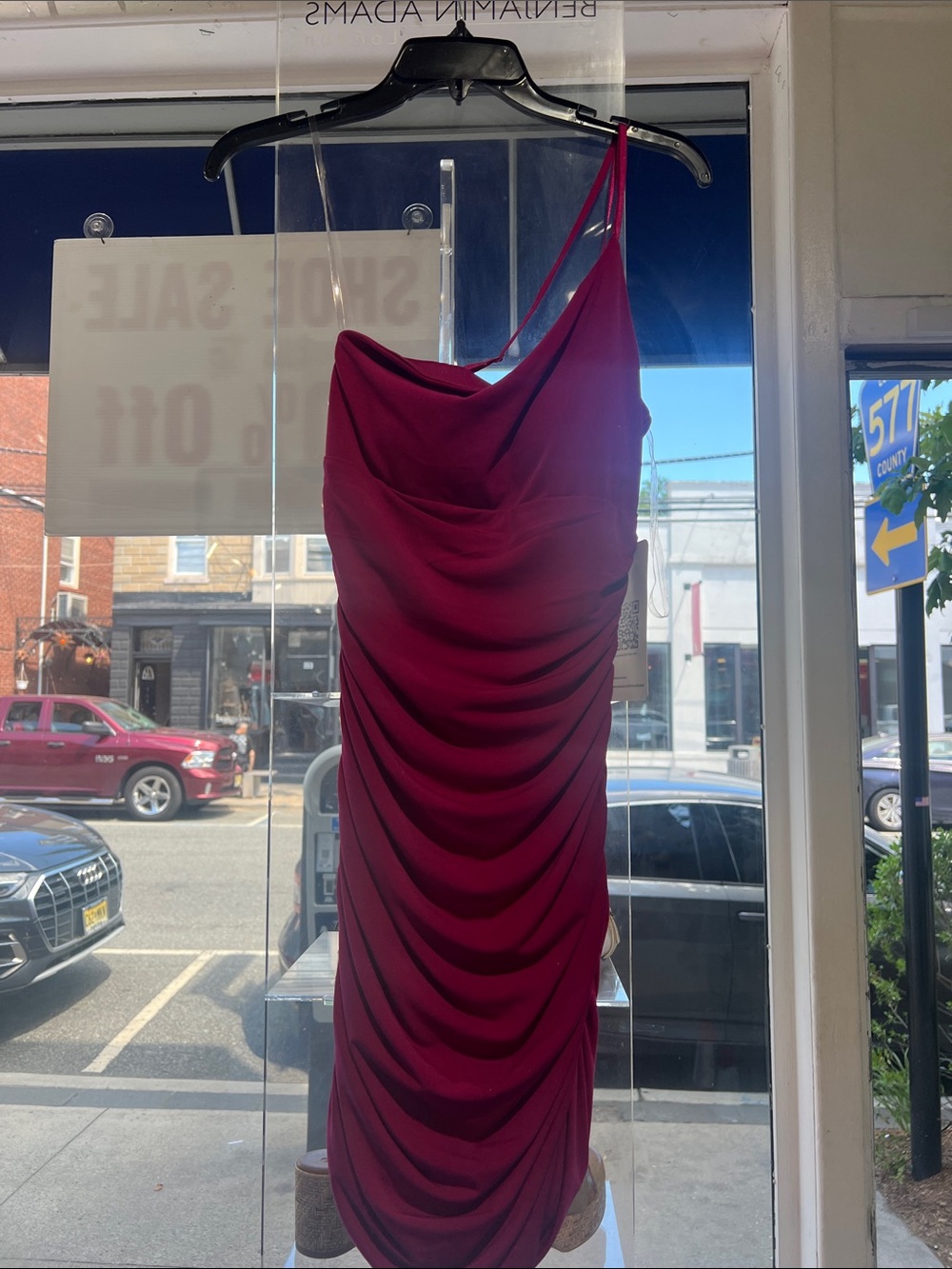 Emerald Sundae One-Shoulder Ruched Dress - Burgundy